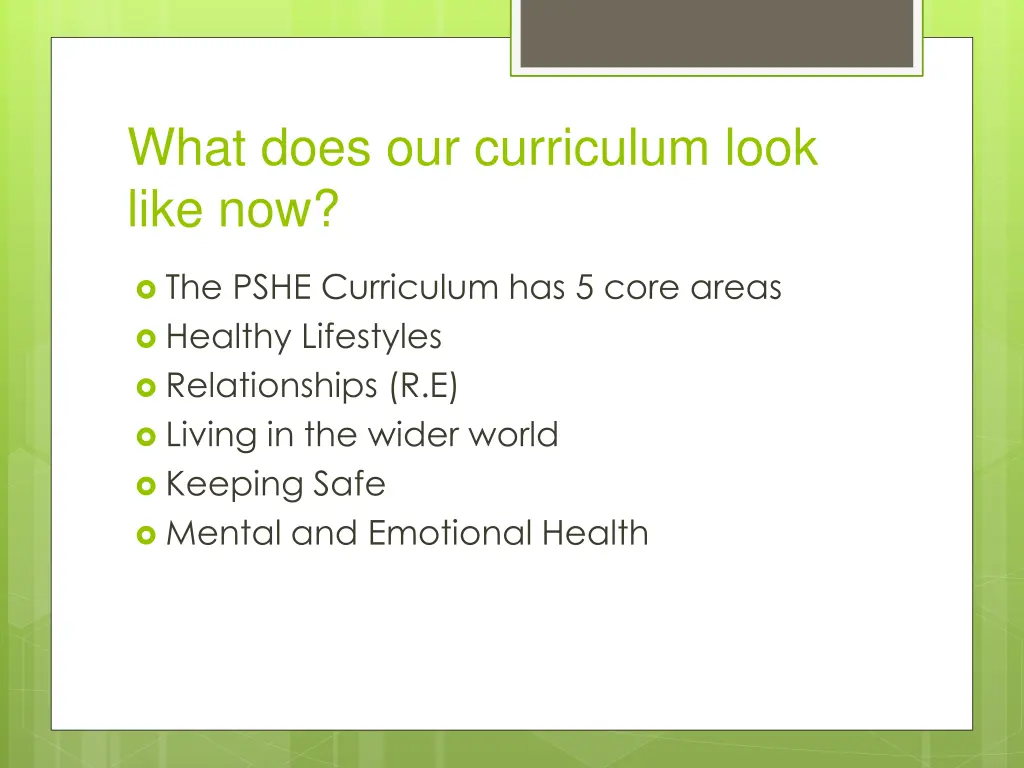 what does our curriculum look like now