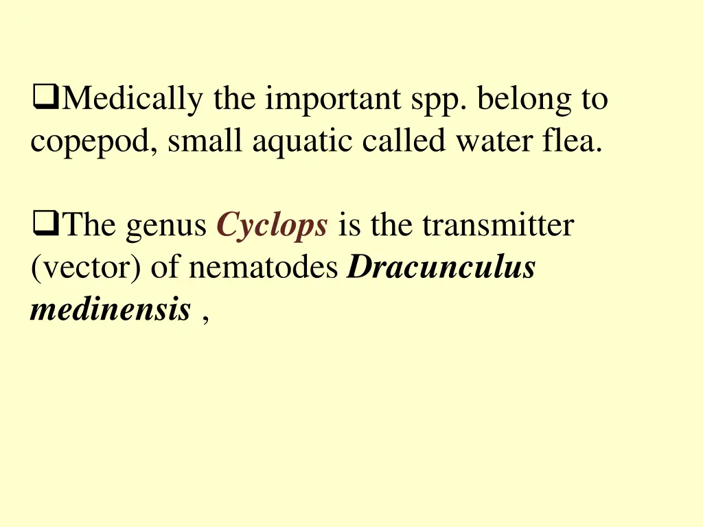 medically the important spp belong to copepod