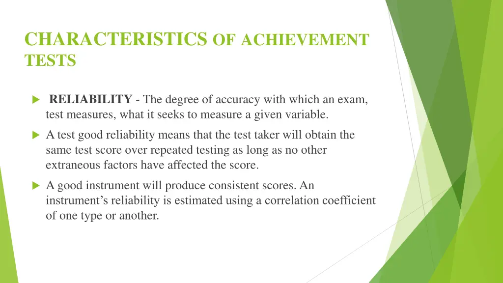 characteristics of achievement tests