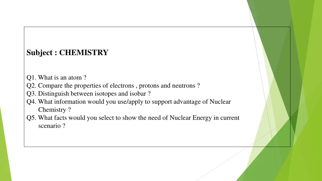 subject chemistry