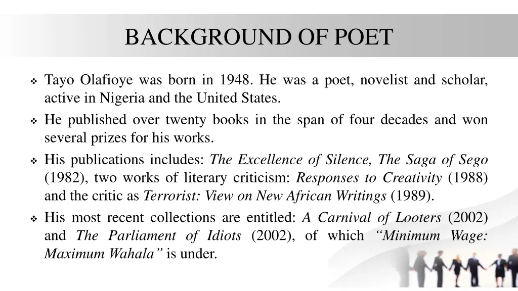 background of poet