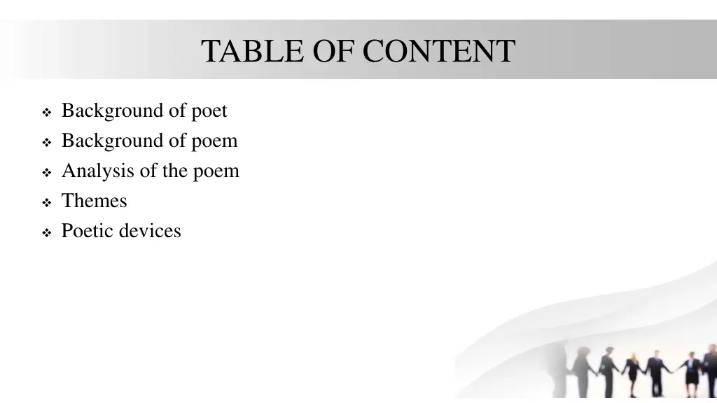 table of content