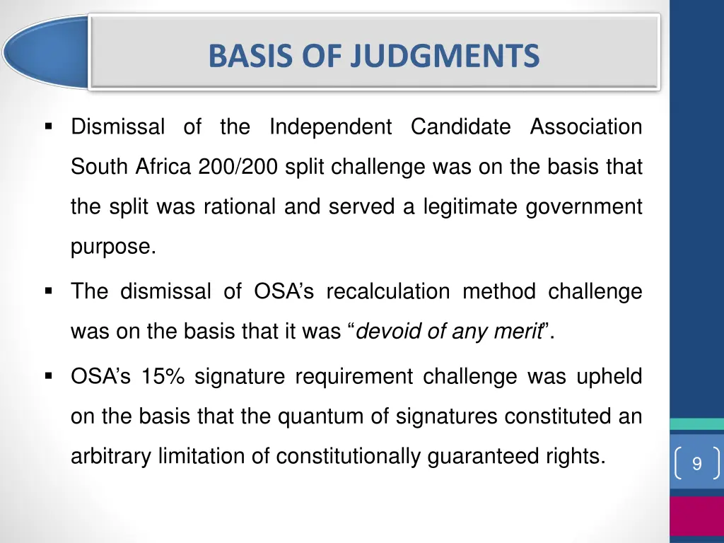 basis of judgments