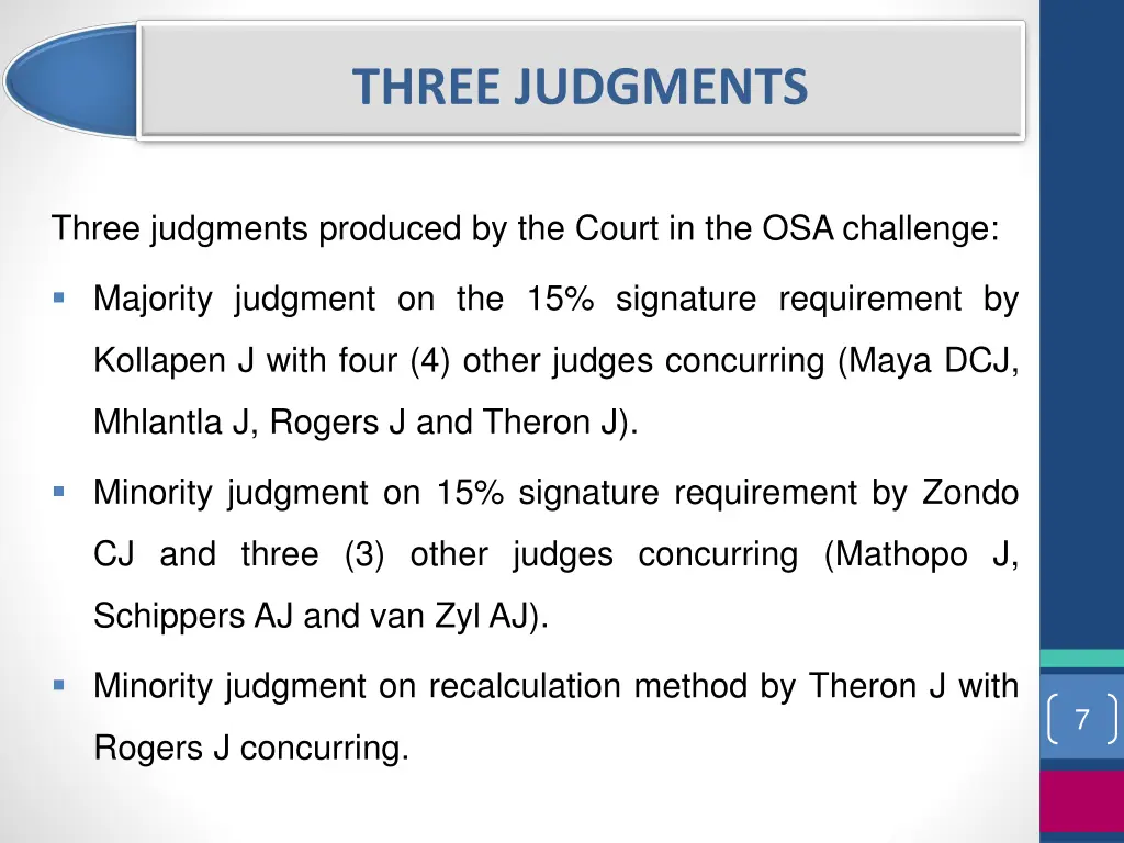 three judgments