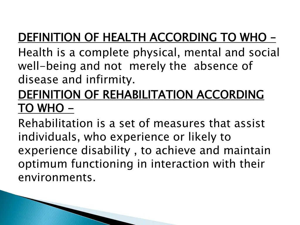 definition of health according to who health