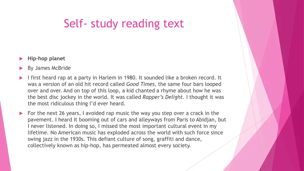 self study reading text