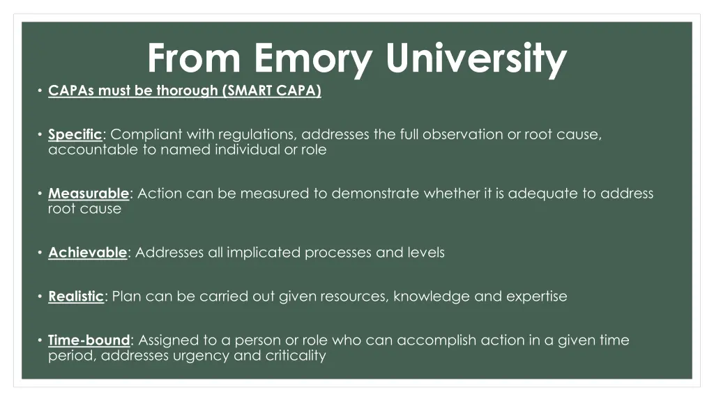 from emory university capas must be thorough