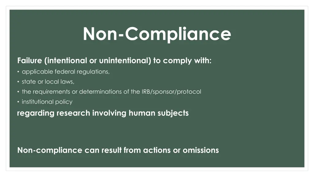 non compliance