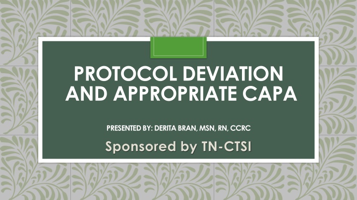 protocol deviation and appropriate capa