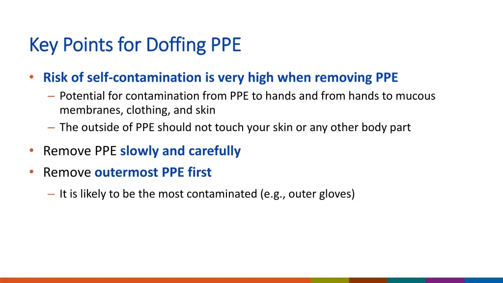 key points for doffing ppe key points for doffing