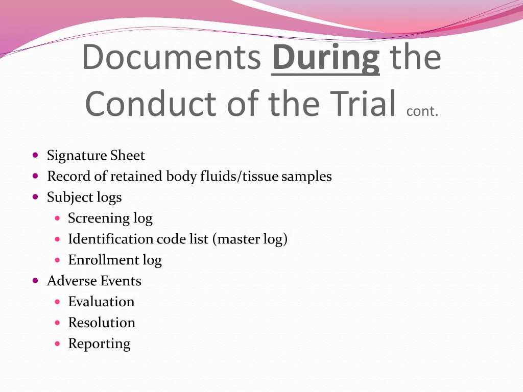 documents during the conduct of the trial cont 1