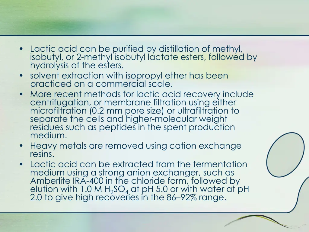 lactic acid can be purified by distillation