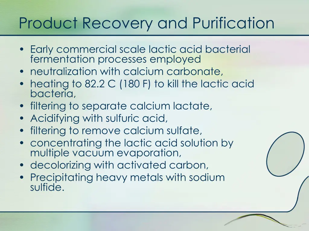 product recovery and purification