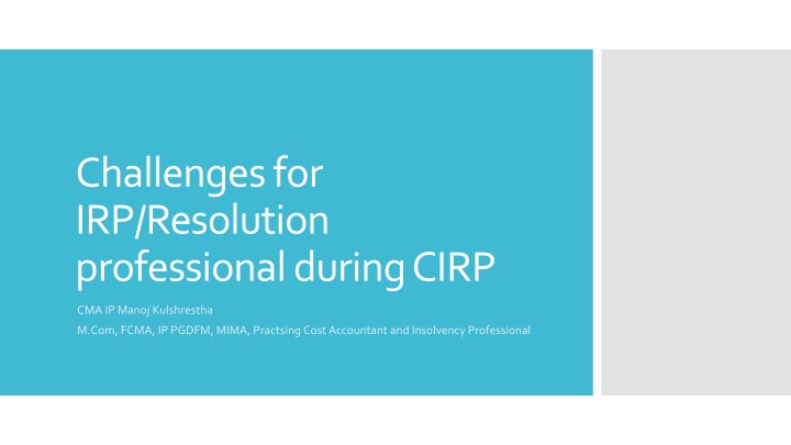 challenges for irp resolution professional during