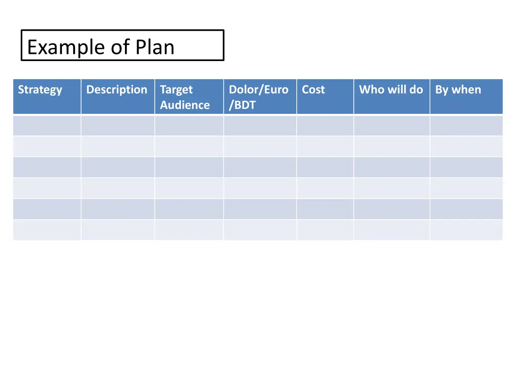 example of plan