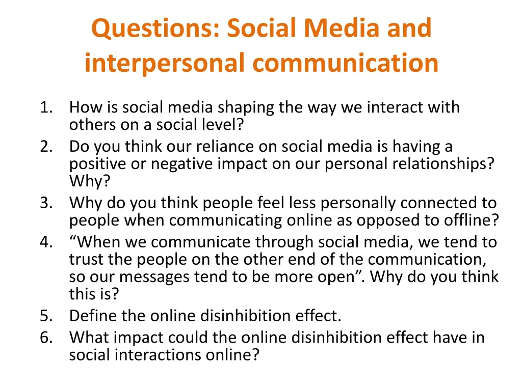 questions social media and interpersonal