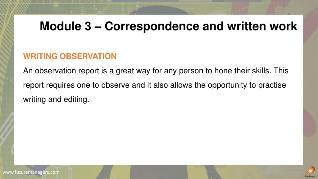 module 3 correspondence and written work