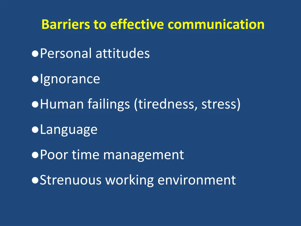 barriers to effective communication