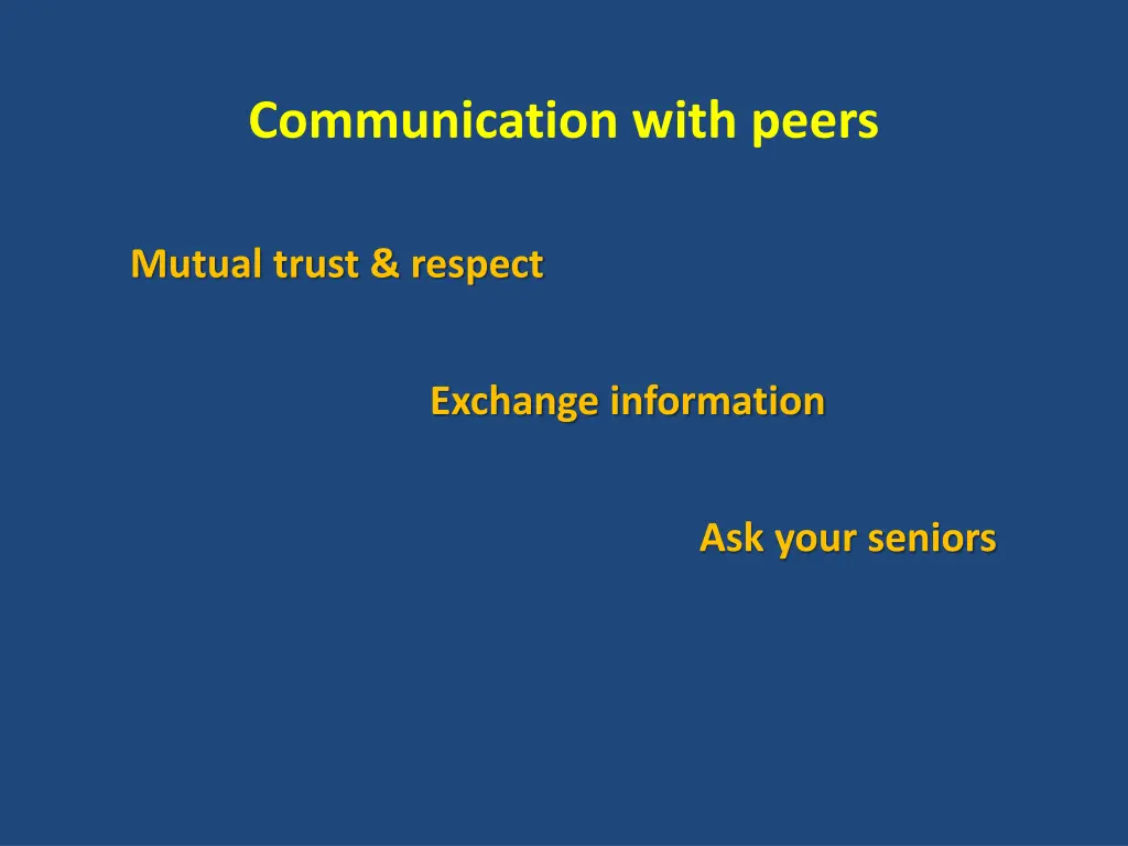 communication with peers