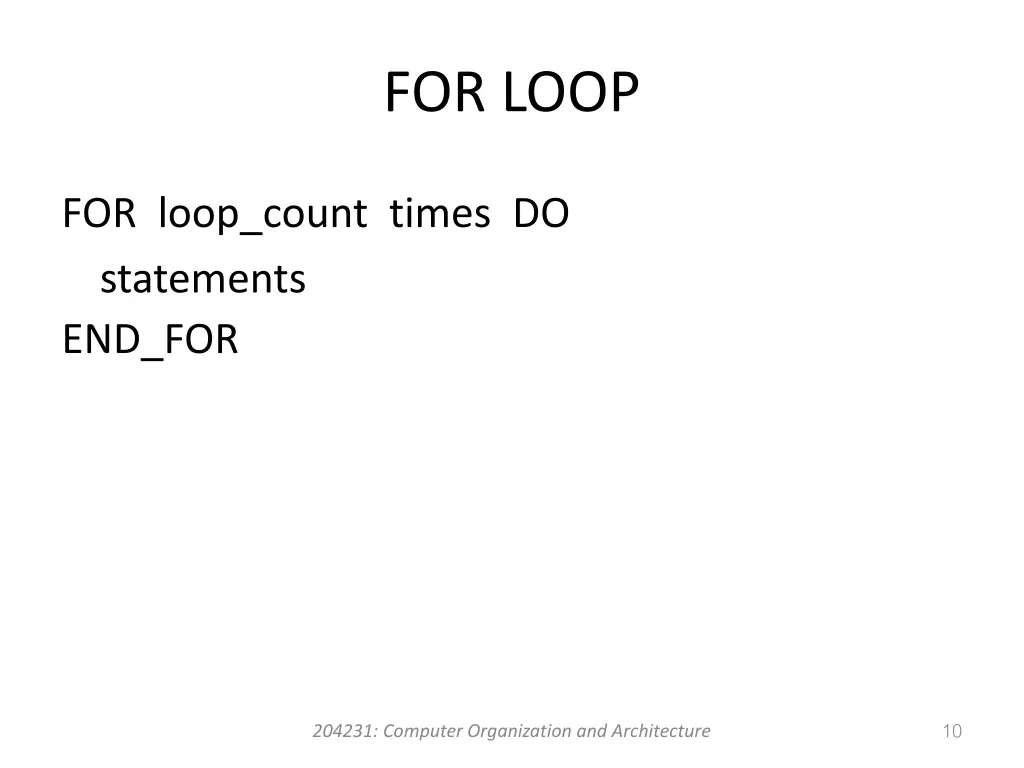 for loop