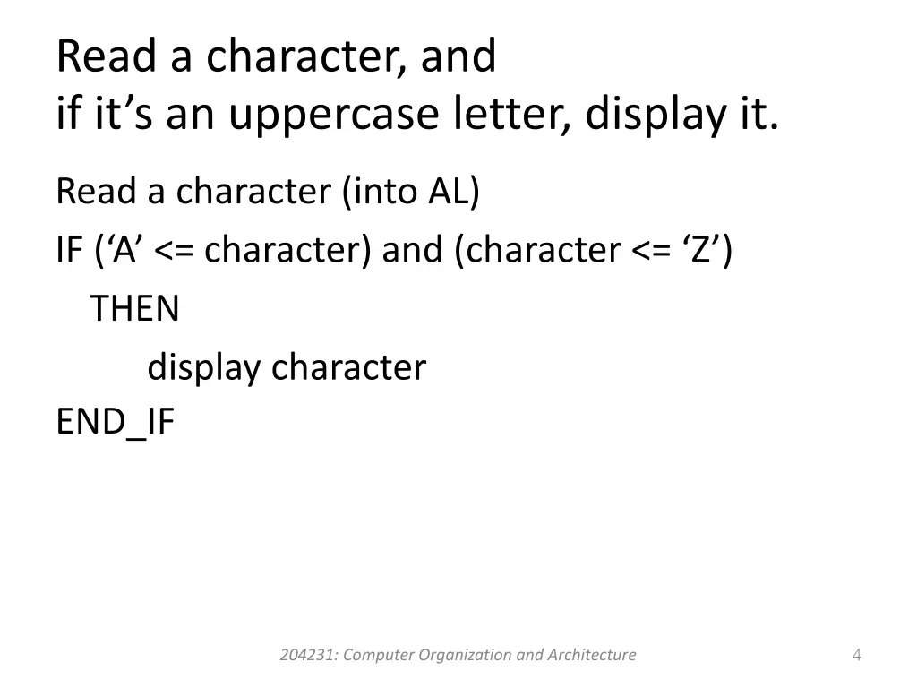 read a character and if it s an uppercase letter