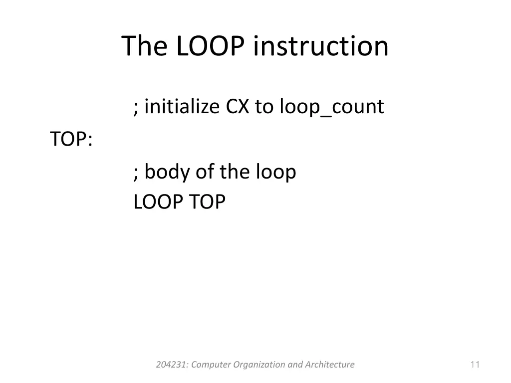 the loop instruction