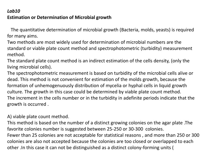 lab10 estimation or determination of microbial