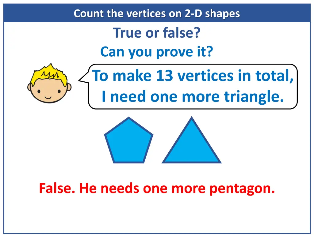 count the vertices on 2 d shapes 6