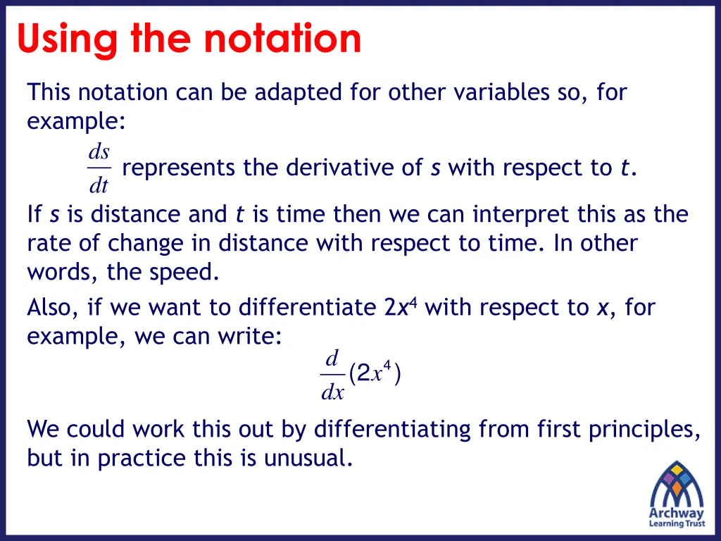 using the notation