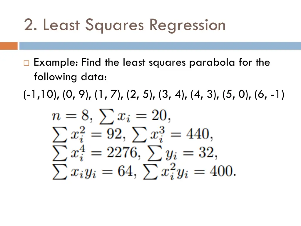 2 least squares regression 12