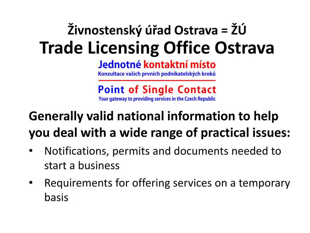 ivnostensk ad ostrava trade licensing office