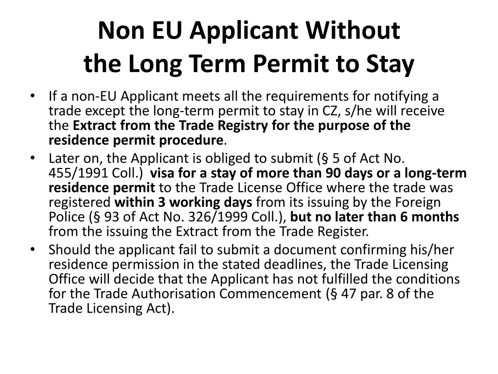 non eu applicant without the long term permit