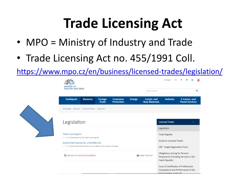 trade licensing act mpo ministry of industry