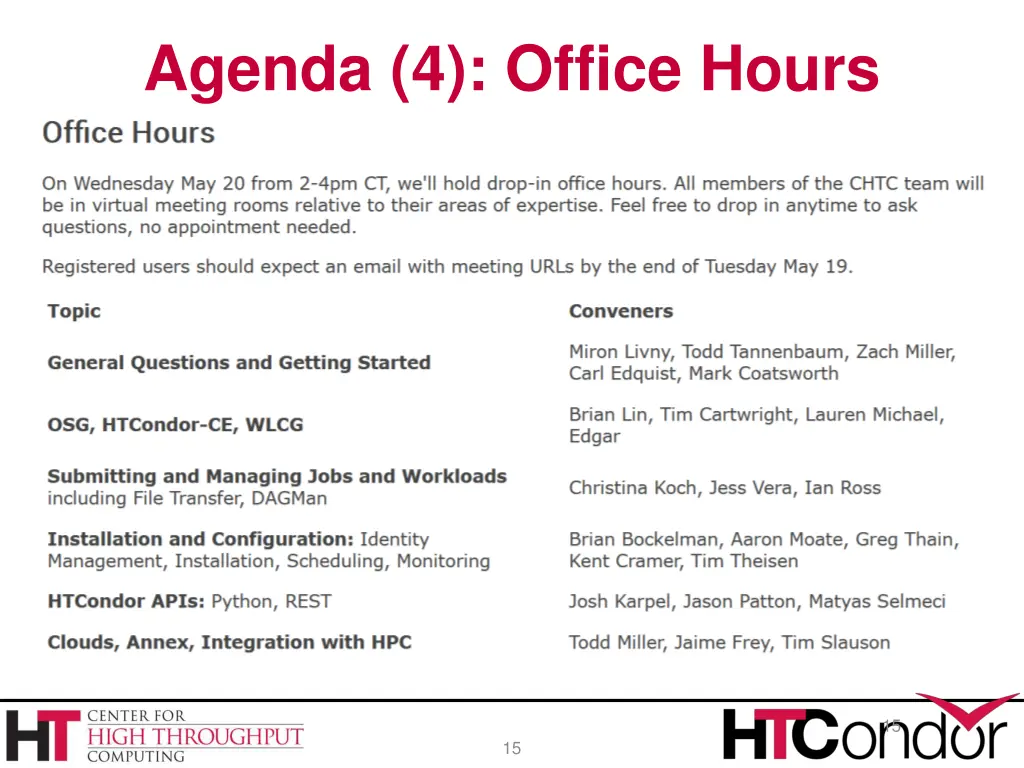 agenda 4 office hours