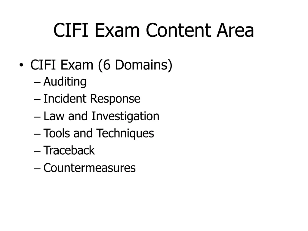 cifi exam content area