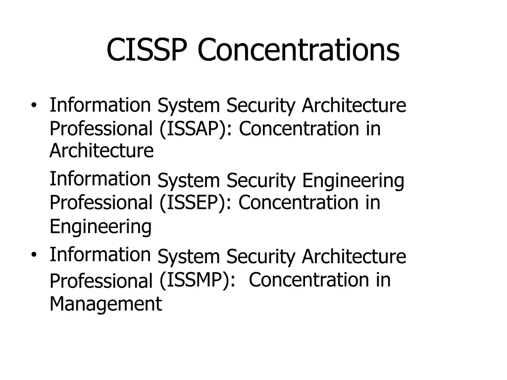 cissp concentrations