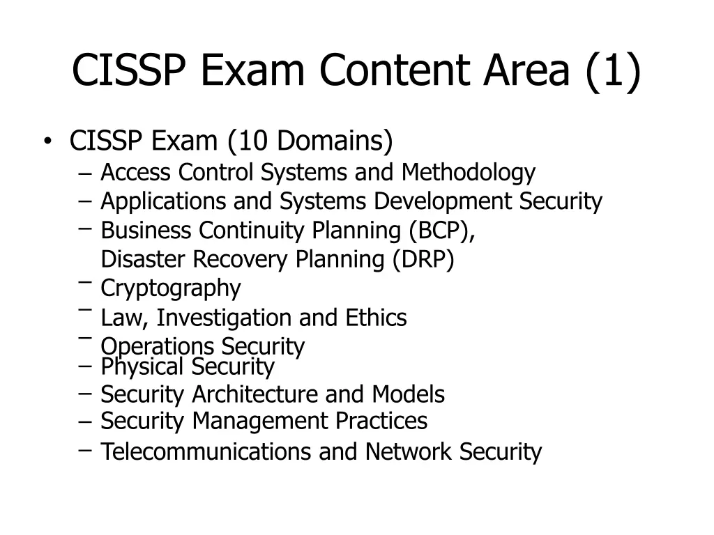 cissp exam content area 1