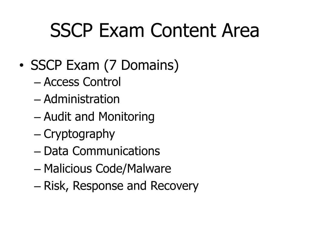 sscp exam content area