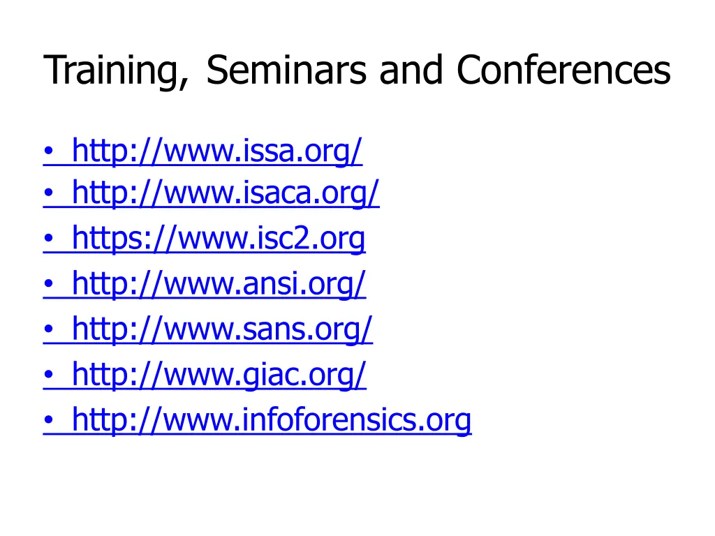 training seminars and conferences