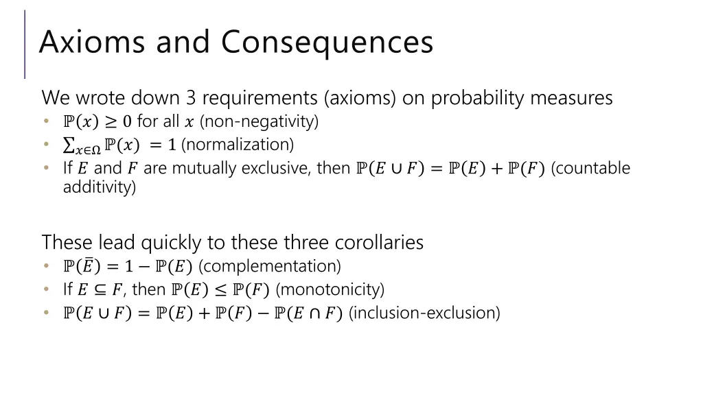 axioms and consequences