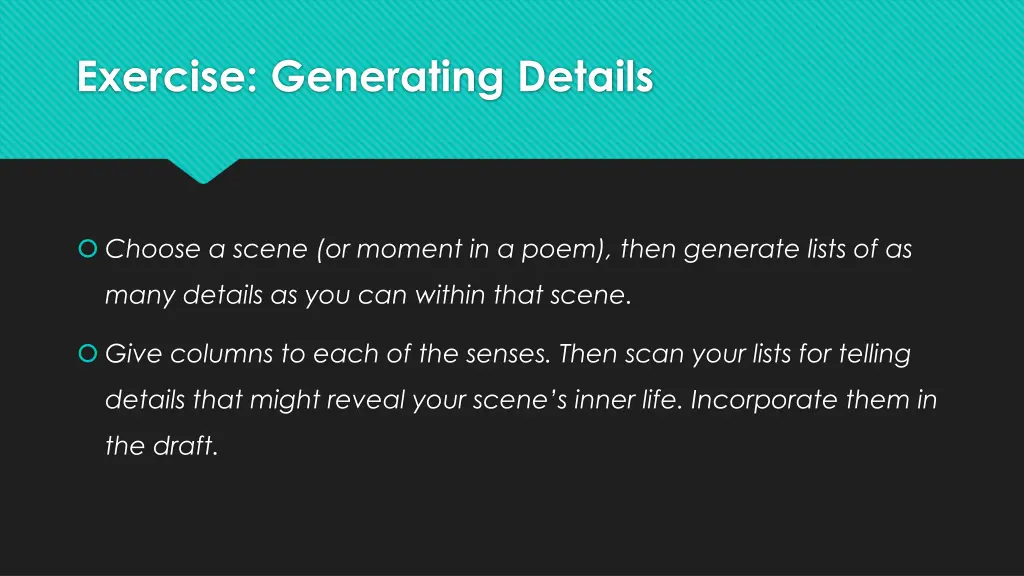 exercise generating details