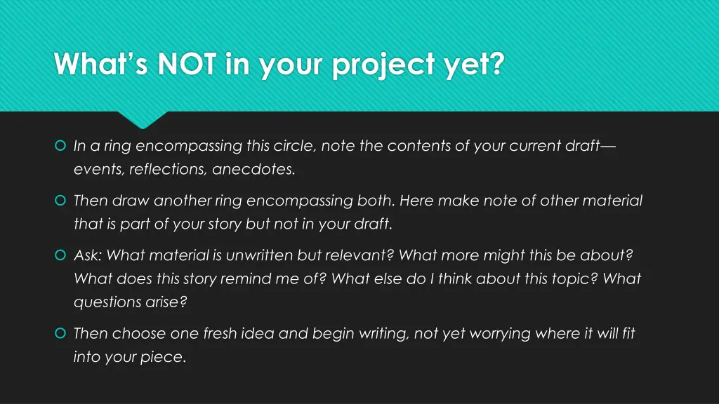 what s not in your project yet