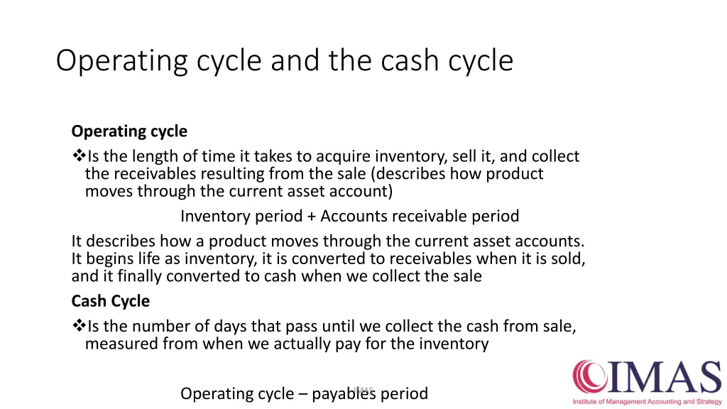 operating cycle and the cash cycle