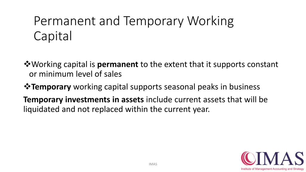 permanent and temporary working capital