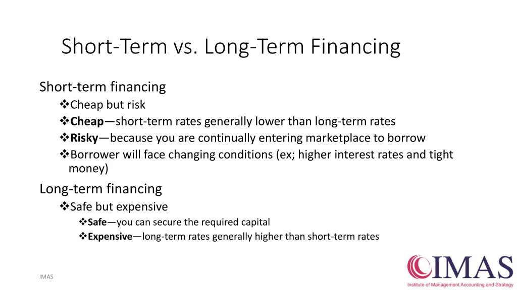 short term vs long term financing