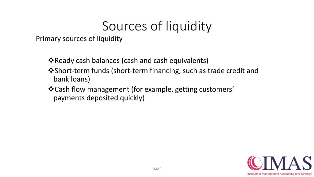 sources of liquidity