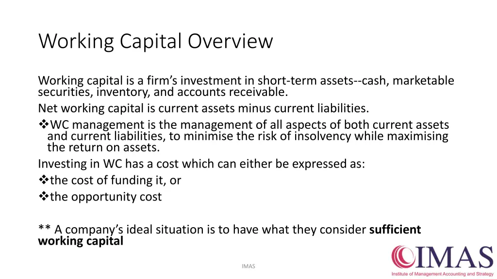 working capital overview