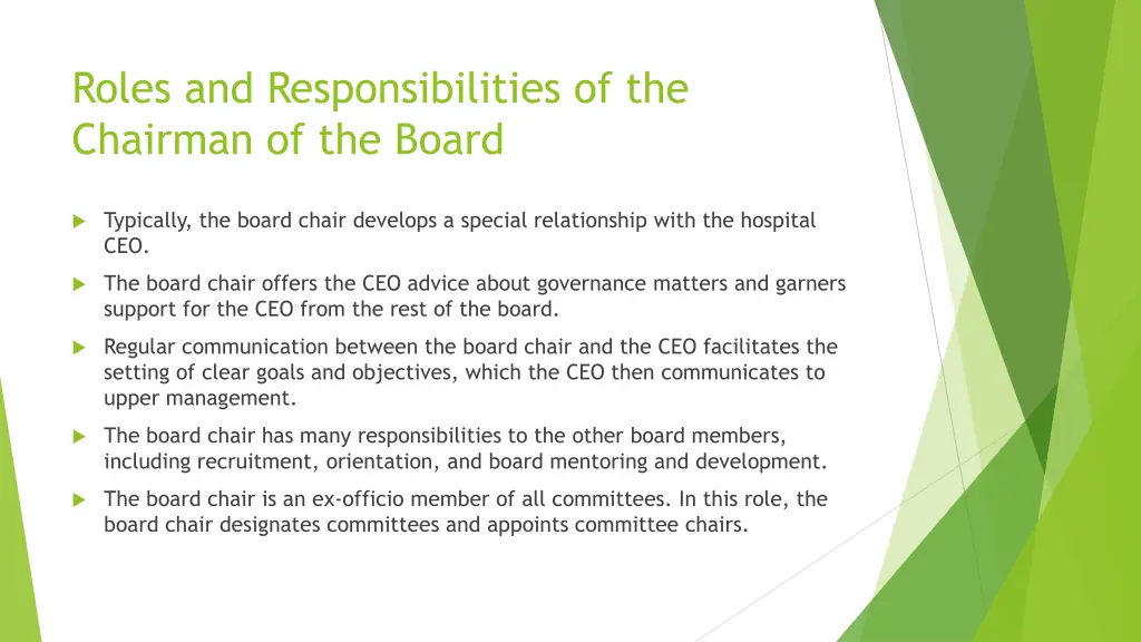 roles and responsibilities of the chairman 1