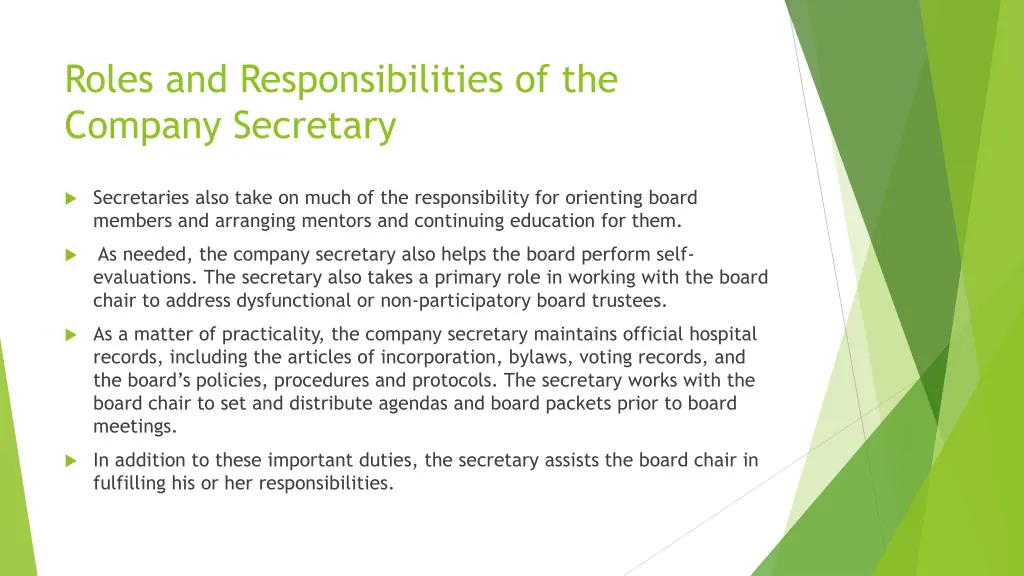 roles and responsibilities of the company 1