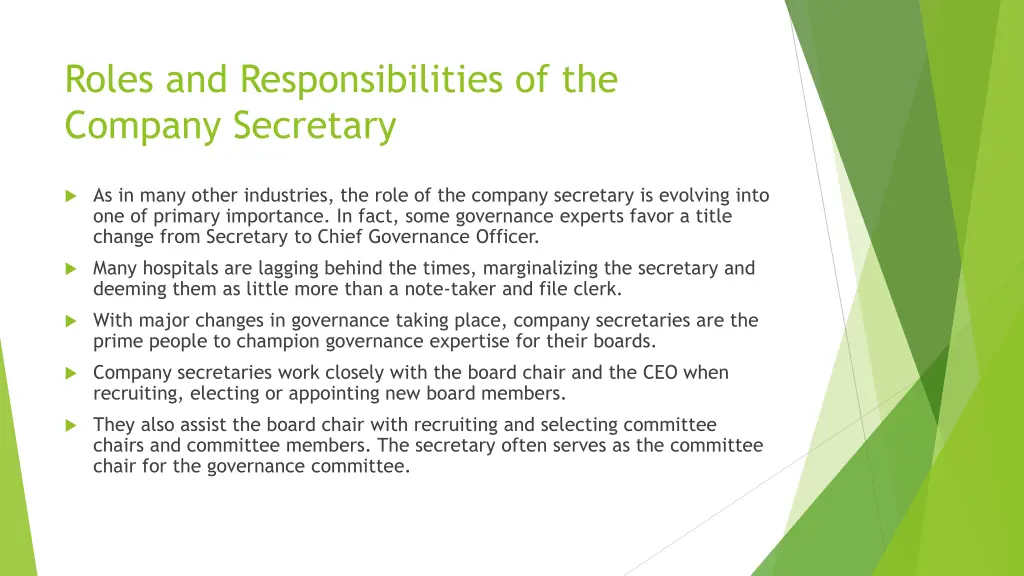 roles and responsibilities of the company